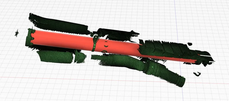 CAD model comparison showing interference with the larger 3.8-inch carbon driveshaft (red model) against the tunnel and exhaust.