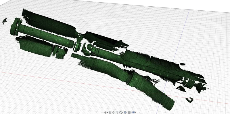 High-resolution 3D mesh scan of the factory two-piece tailshaft scanned to allow measurement in CAD.